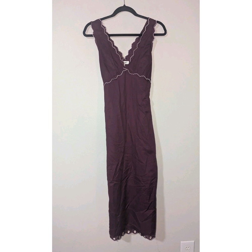 S NWOT Jacquie The Label Plum Embroidered Strawberry Dress